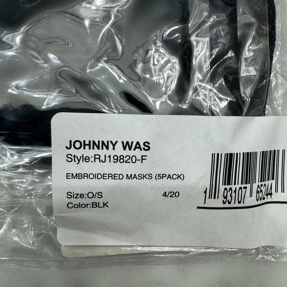 New Johnny Was Pack of 5 Embroidered Face Masks